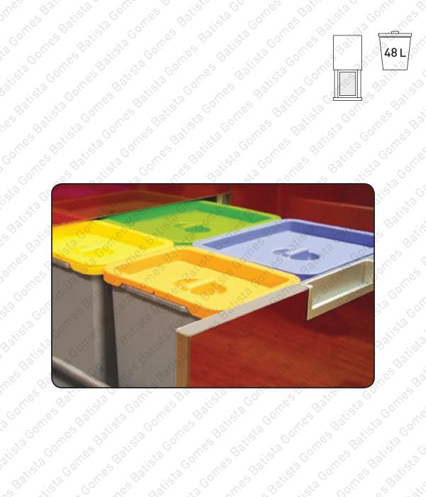 Sistema de baldes para lixo - Para gavet�es - M�d. 600 - 48L